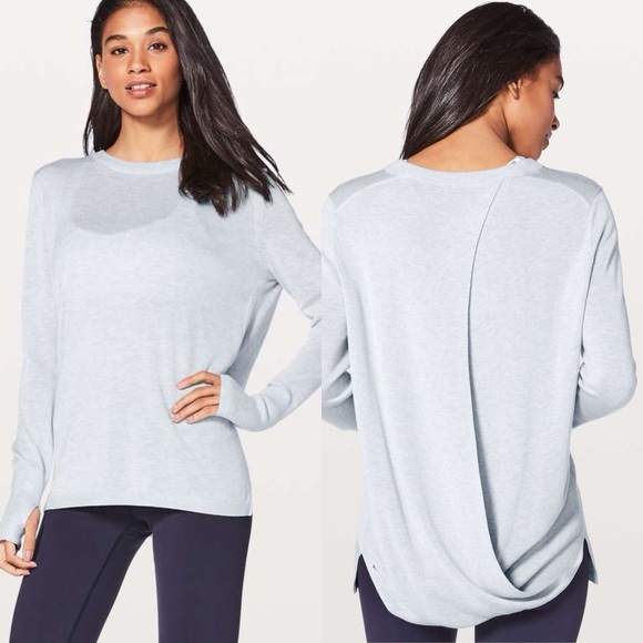 Lululemon Bring It Backbend Sweater - Heathered Alpine White SZ 10 - Picture 1 of 7